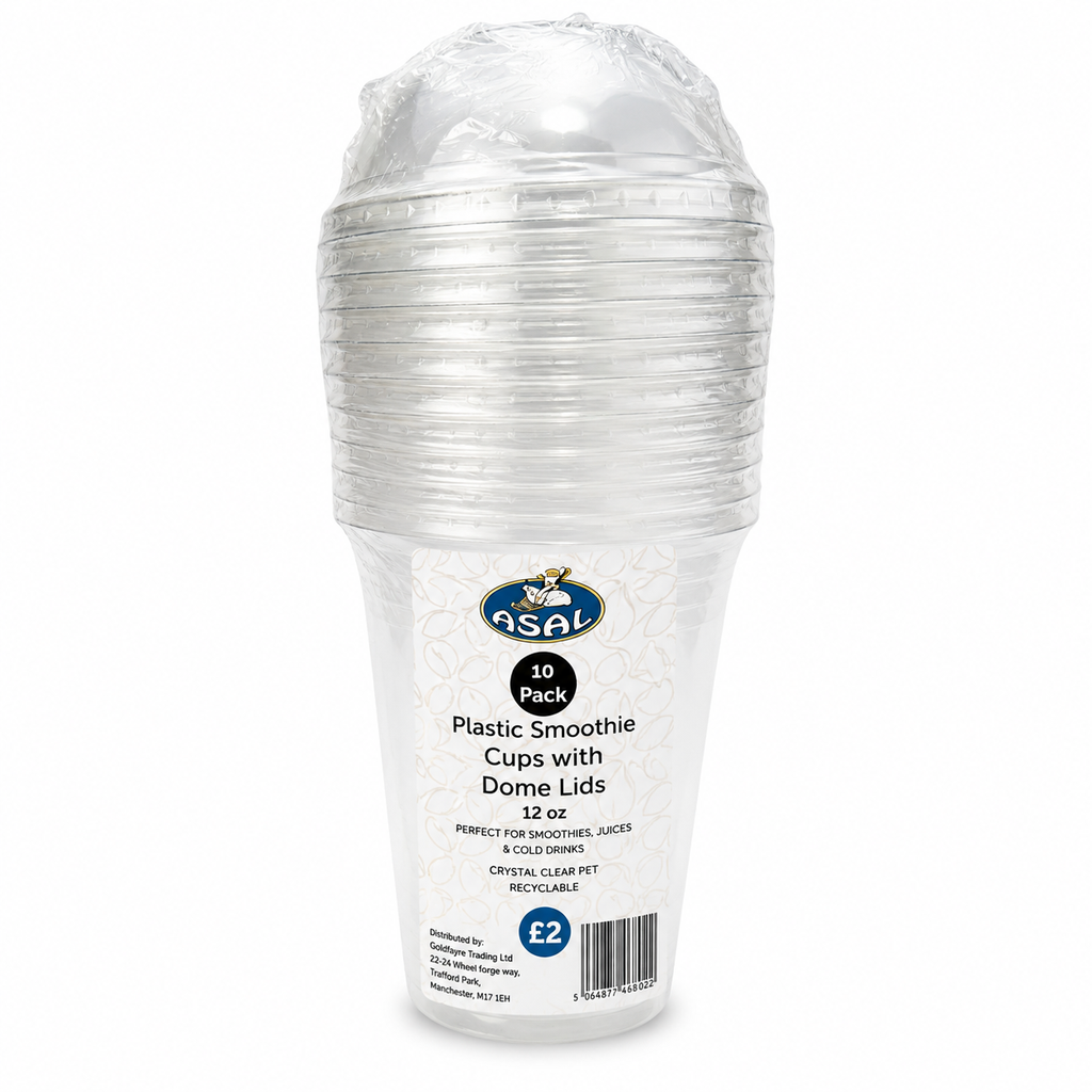 Asal Plastic Smoothie Cups lids 12oz x 10 