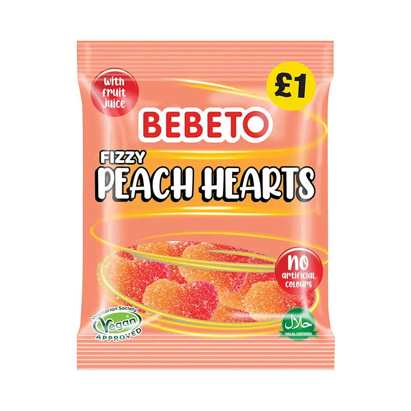 Bebeto Fizzy Peach Hearts 150g 