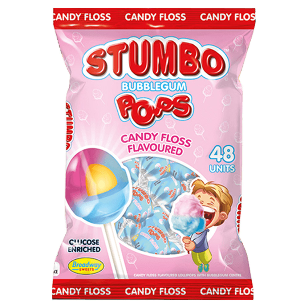 Stumbo Bubblegum Candy Floss Lollipops 1 x 48pcs