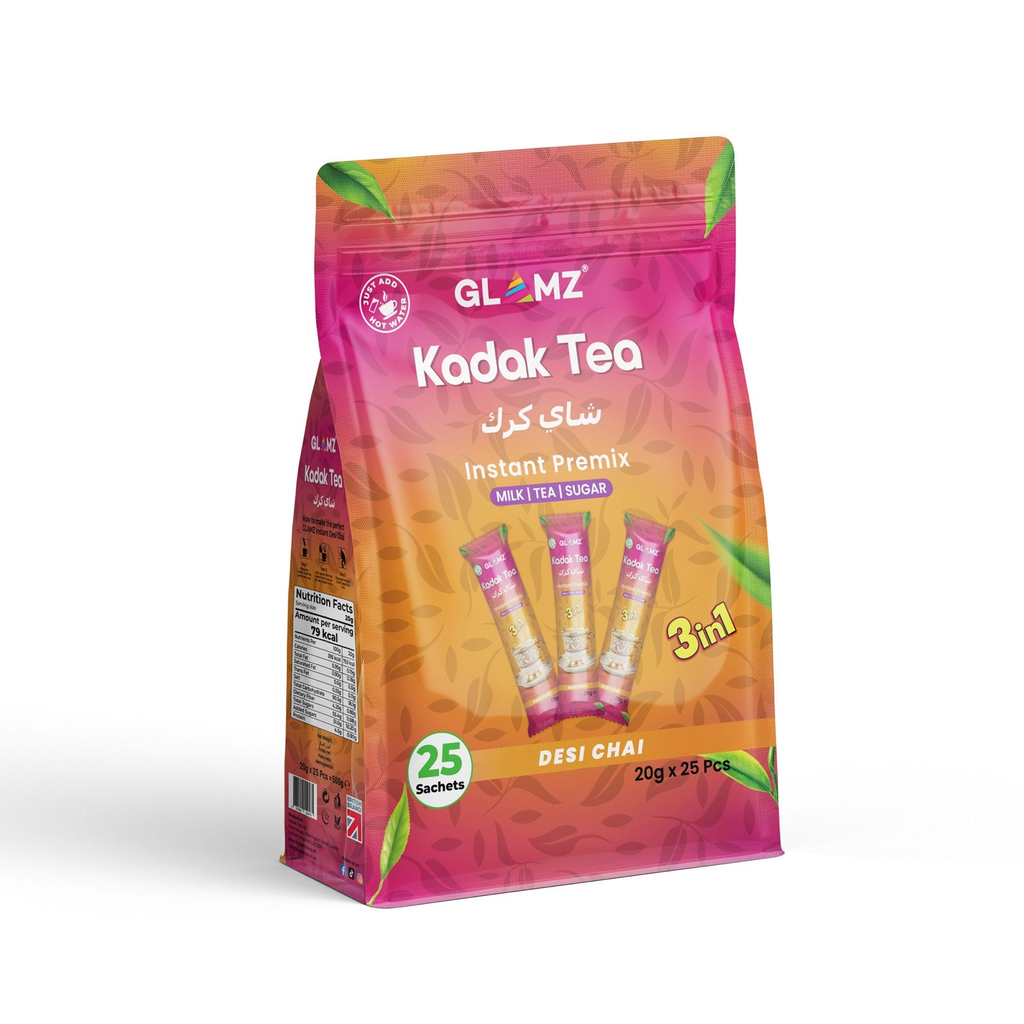 Glamz Kadak Tea Desi Chai Sweet Instant Powder Tea 14g x 25 sachets