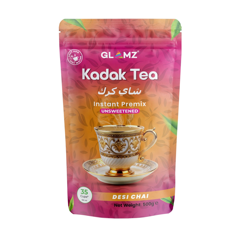 Glamz Kadak Tea Desi Chai Unsweet Instant Powder Tea Pouch 500g